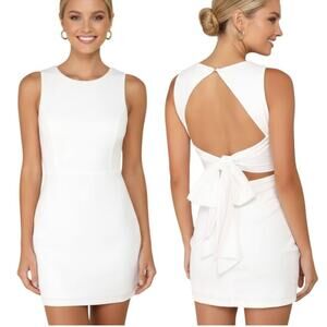 Lulus Confident Cutie White Tie Back Sleeveless Mini Dress Women M NWT